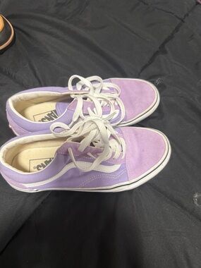 Vans Women’s Low-Top Lace-Up Sneakers in Lavender and White